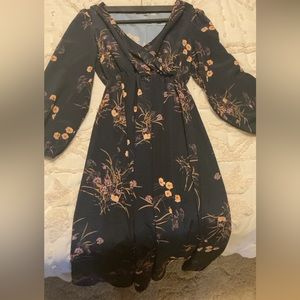 lightweight long sleeve navy floral dress